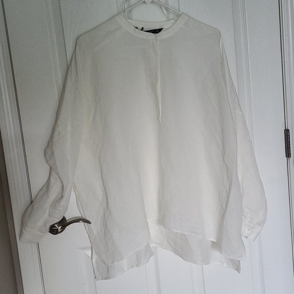 Zara XL Oversized Long-sleeved White Blouse